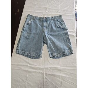 Vintage Basic Edition Mens Size 38 Medium Wash Carpenter Denim Jean Shorts A3279